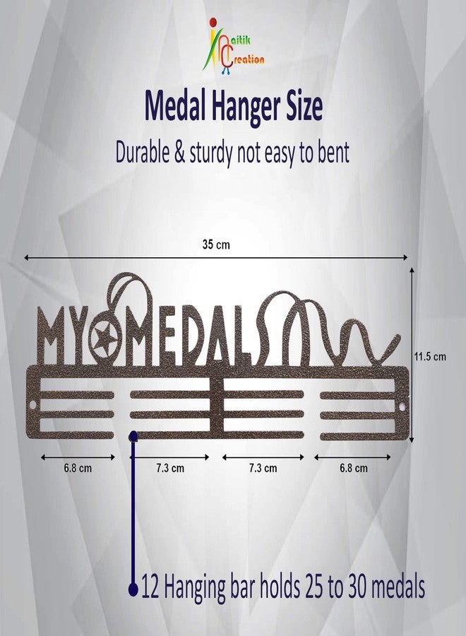 NAITIK CREATION نايتيك كرييشن | ميدالياتي | حامل ميداليات معدني، حامل ميداليات للتثبيت على الحائط، يتسع لما يصل إلى 20-25 ميدالية، لون ذهبي عتيق - Image 4